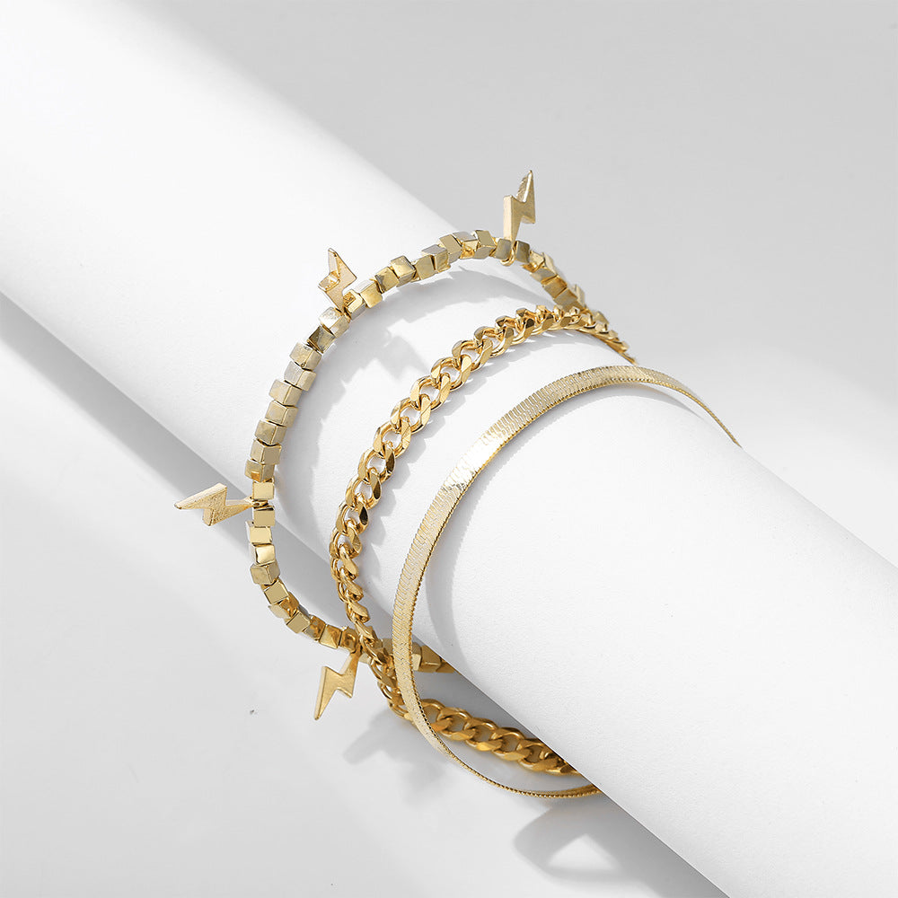 Geometric Lightning Pendant Multi-Piece Beach Anklet - WAlMYe #