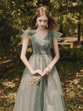 Load image into Gallery viewer, Bridesmaid Long Skirt Female Wedding Dress Host Annual Meeting Dinner Green
