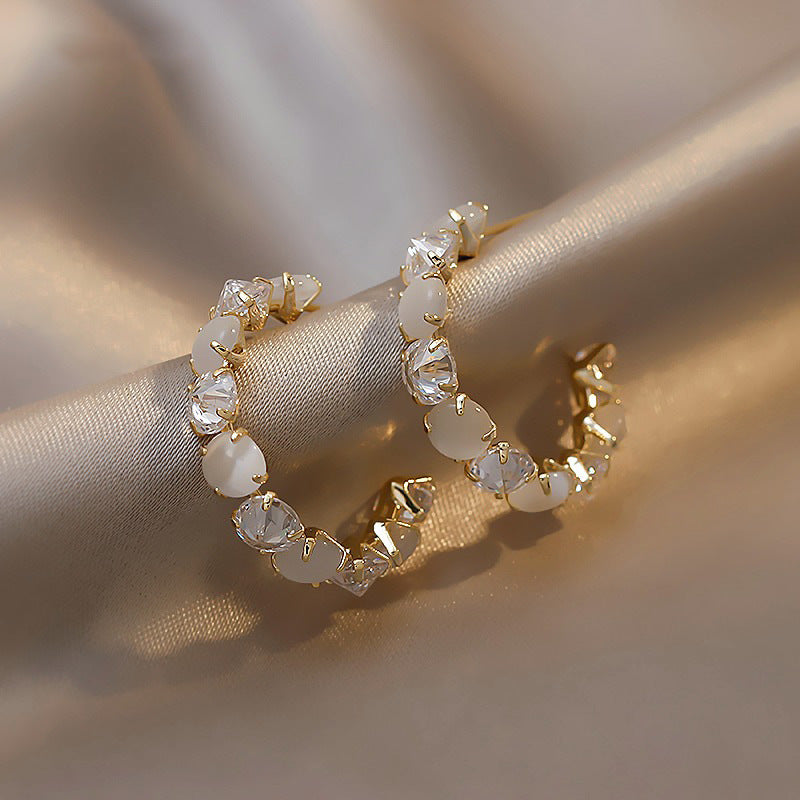 Earrings Diamond Opal Geometric Earrings Temperament - WAlMYe #