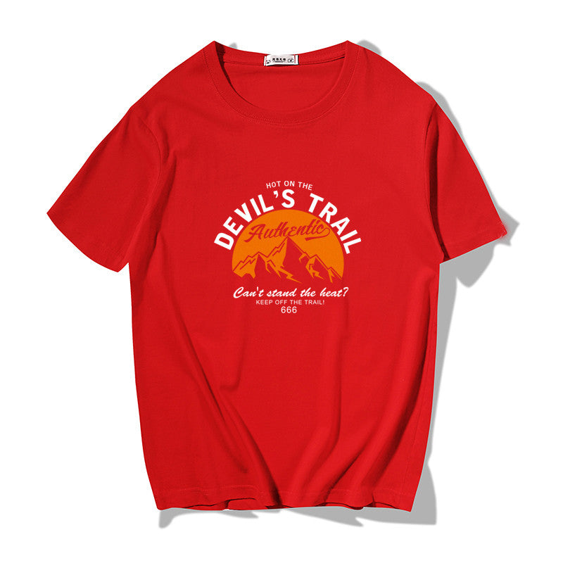 Short-sleeved T-shirt Men's All-match Loose Print Round Neck Japanese Style - WAlMYe #