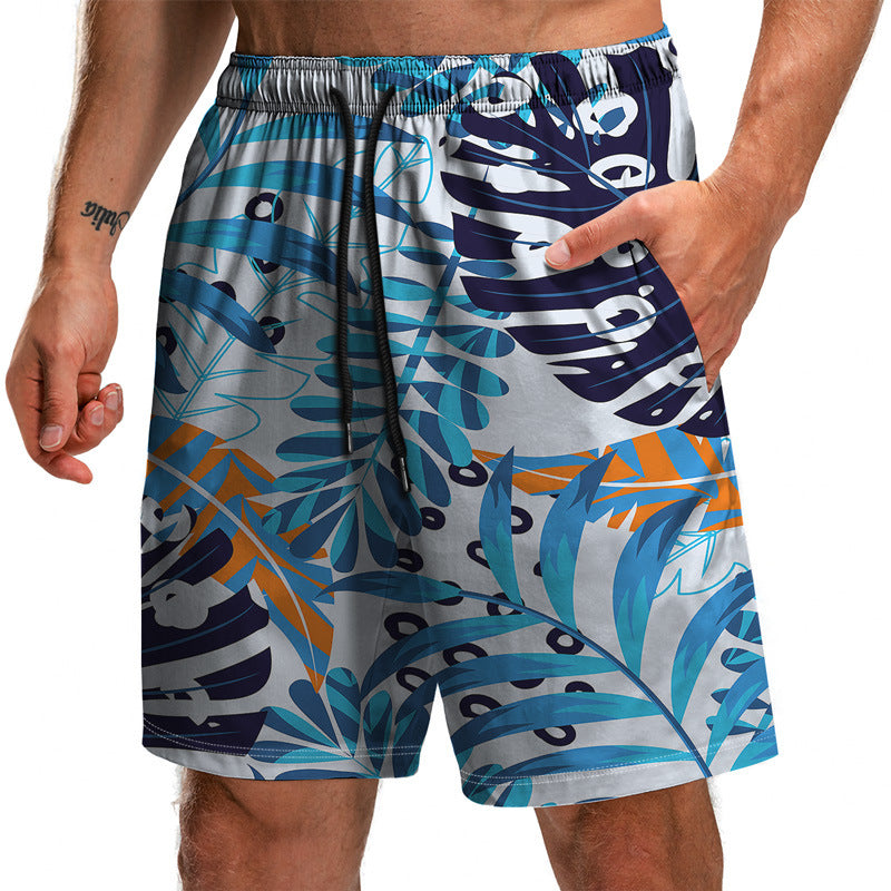 Summer New Leaf Series 3D Printed Shorts Loose Beach Pants Fashion Casual Shorts Men - WAlMYe #