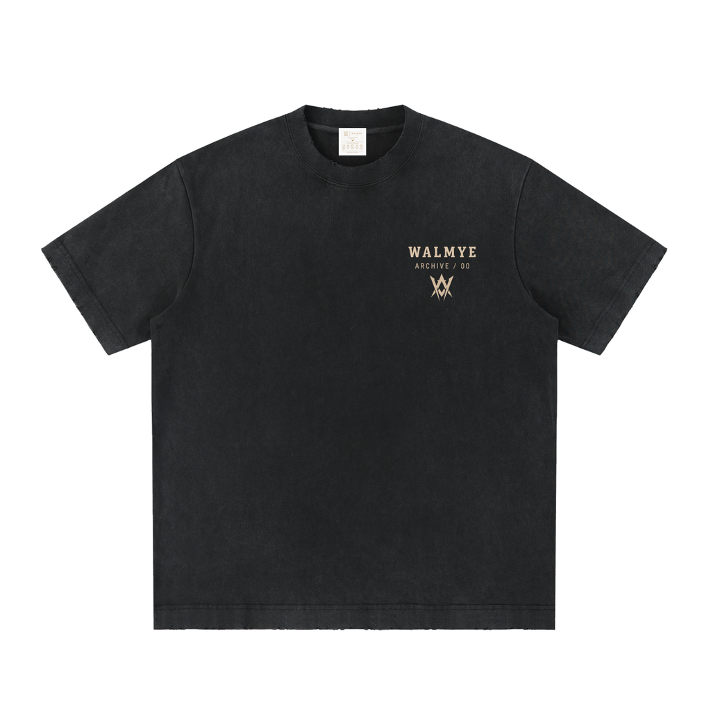 WALMYE Archive Heavyweight Vintage Washed Frayed Tee – Black