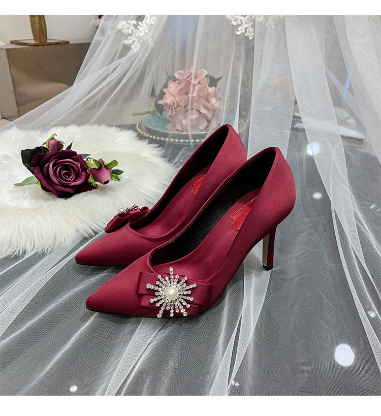 Champagne Dress High Heels Stiletto Crystal Bridesmaid Wedding Shoes - WAlMYe #