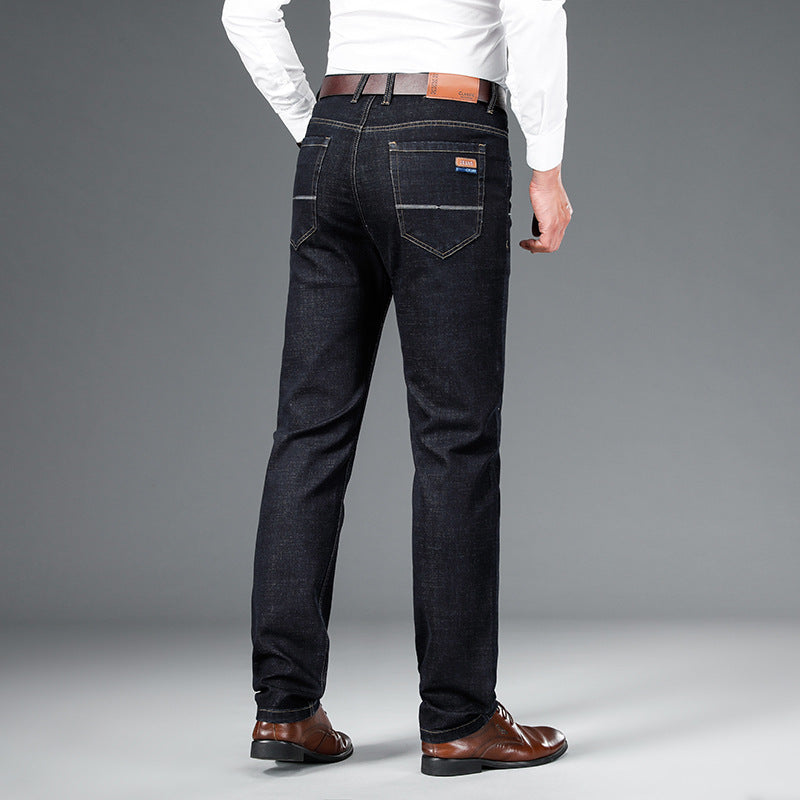 Middle-aged Loose Straight Mid-waist Stretch Business Pants