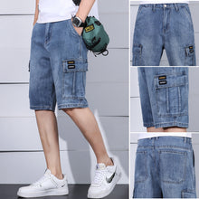 Load image into Gallery viewer, Multi-Pocket Tooling Denim Shorts Men&#39;s Straight Loose Casual Five-Point Pants
