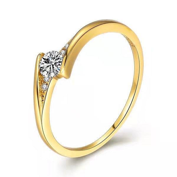 Women's Gold-Plated Engagement Ring Ring - WAlMYe #