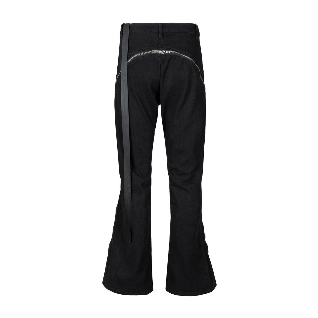 Men's Autumn And Winter Spiral Track Large Zipper Black Jeans