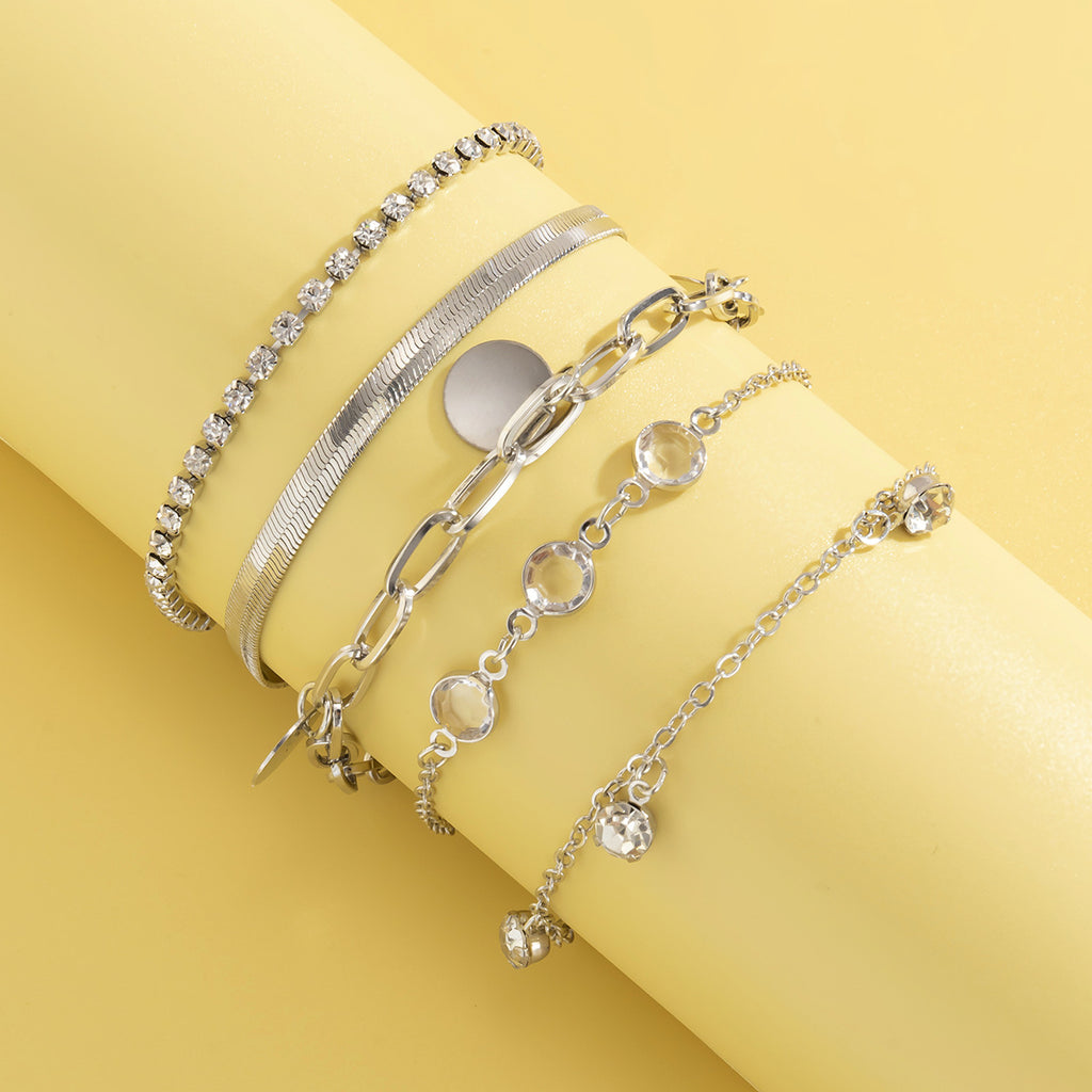 Creative Snake Bone Chain Rhinestone Tassel Bracelet Simple Sequin Claw Chain Set Bracelet - WAlMYe #