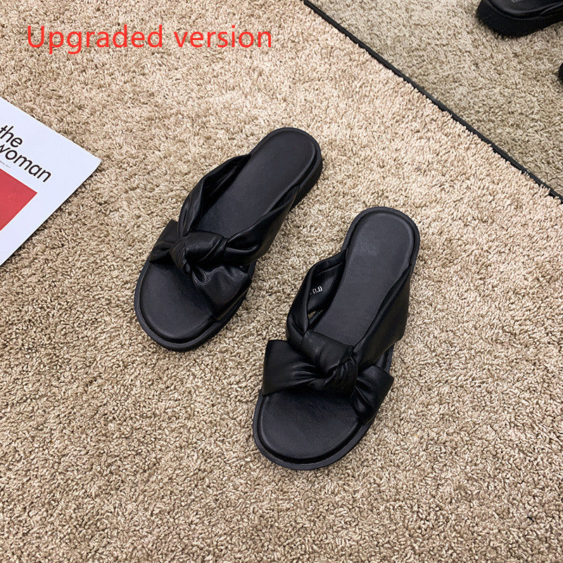 Simple Black Low-heel Soft-soled Slippers Summer - WAlMYe #