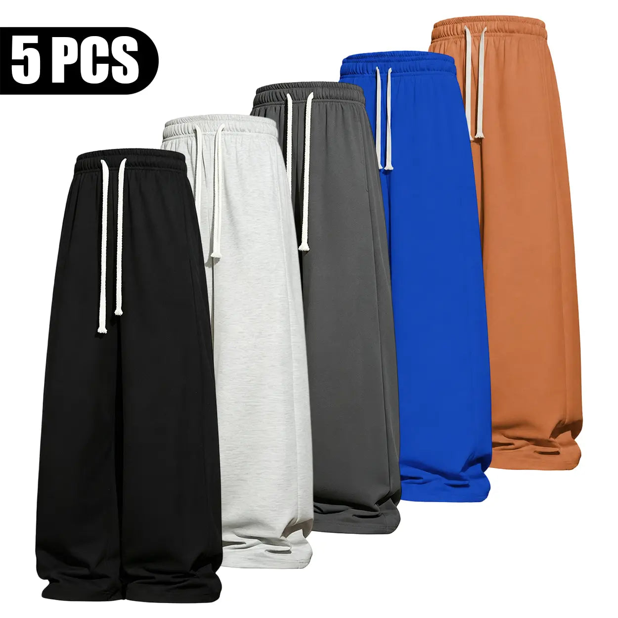 Men’S All-Season Baggy Wide-Leg Athletic Pants - Sports Clothing with Deep Pockets, Soft Breathable Fabric, Machine Washable Mens Clothing for Street Style, Khaki Pants Clothes
