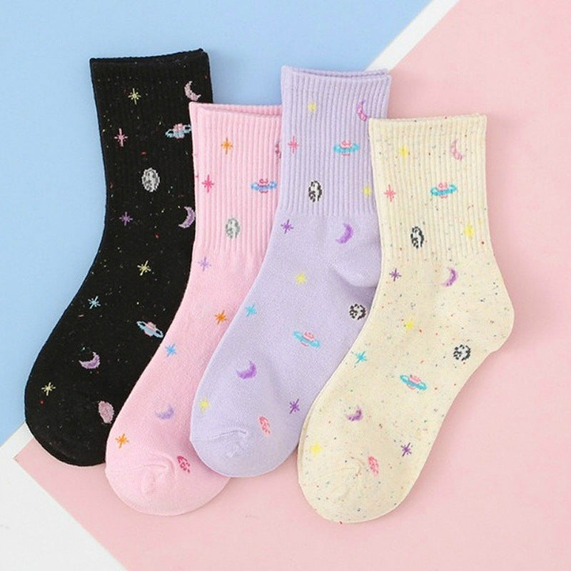 Planet Space Cartoon Women's Socks - WAlMYe #