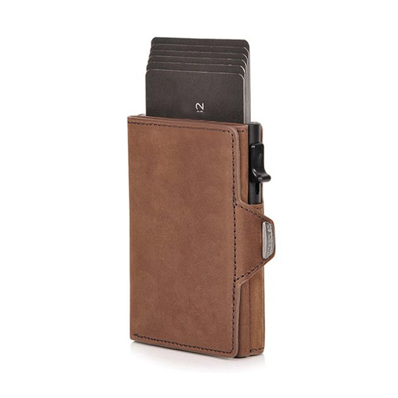 Vintage First Layer Crazy Horse Leather Aluminum Alloy Wallet - WAlMYe #