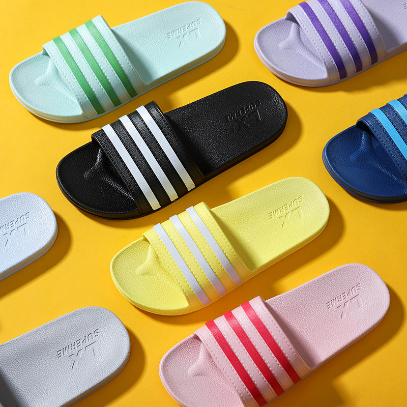 White Stripes Slippers For Women And Men Bathroom Slippers Home Shoes - WAlMYe #