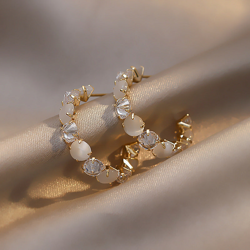 Earrings Diamond Opal Geometric Earrings Temperament - WAlMYe #