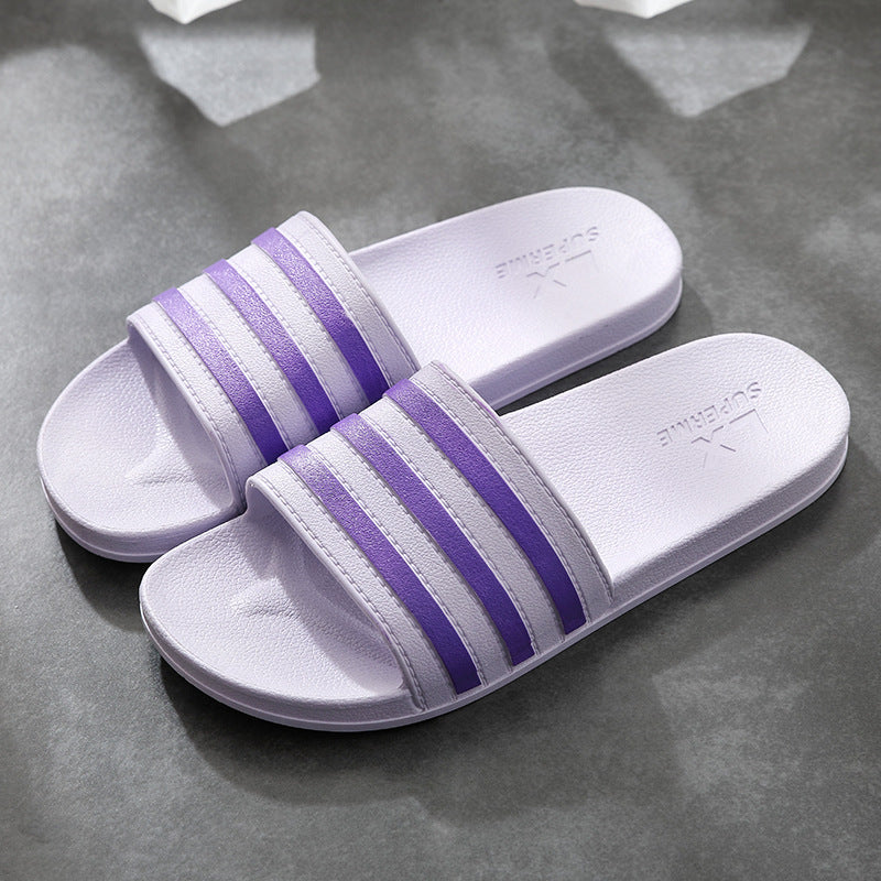 White Stripes Slippers For Women And Men Bathroom Slippers Home Shoes - WAlMYe #