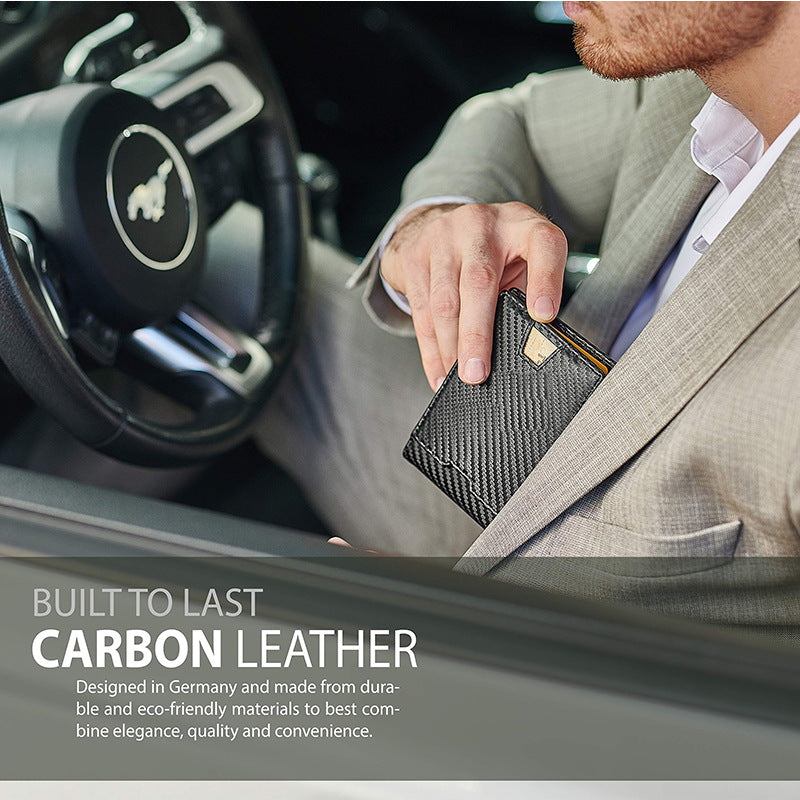 Men's Genuine Leather Carbon Fiber Wallet With Multiple Card Slots - WAlMYe #