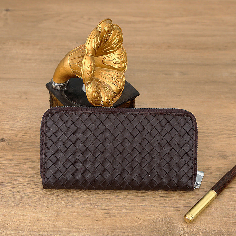 Men's Simple Leather Woven Pattern Wallet - WAlMYe #