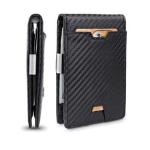 Load image into Gallery viewer, Men&#39;s Genuine Leather Carbon Fiber Wallet With Multiple Card Slots
