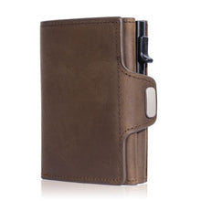 Load image into Gallery viewer, Vintage First Layer Crazy Horse Leather Aluminum Alloy Wallet
