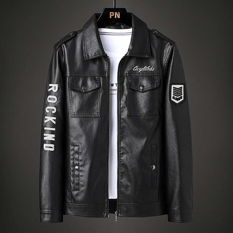 Turn-down Collar Coat Fleece-lined Thickened Slim Fit Trend Clothing