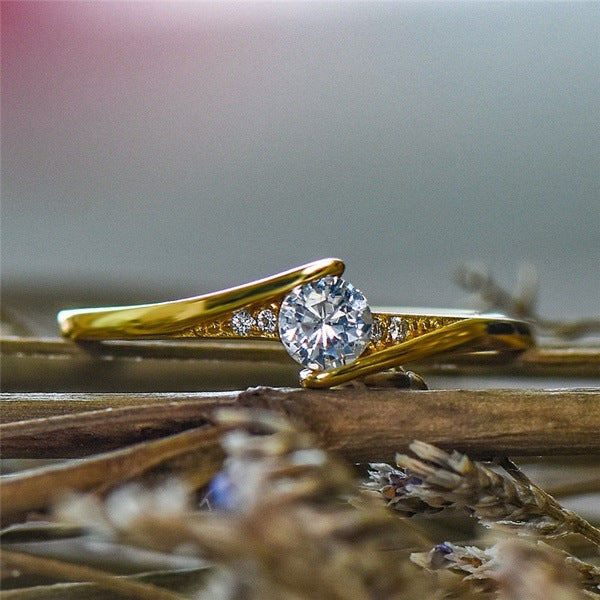 Women's Gold-Plated Engagement Ring Ring - WAlMYe #