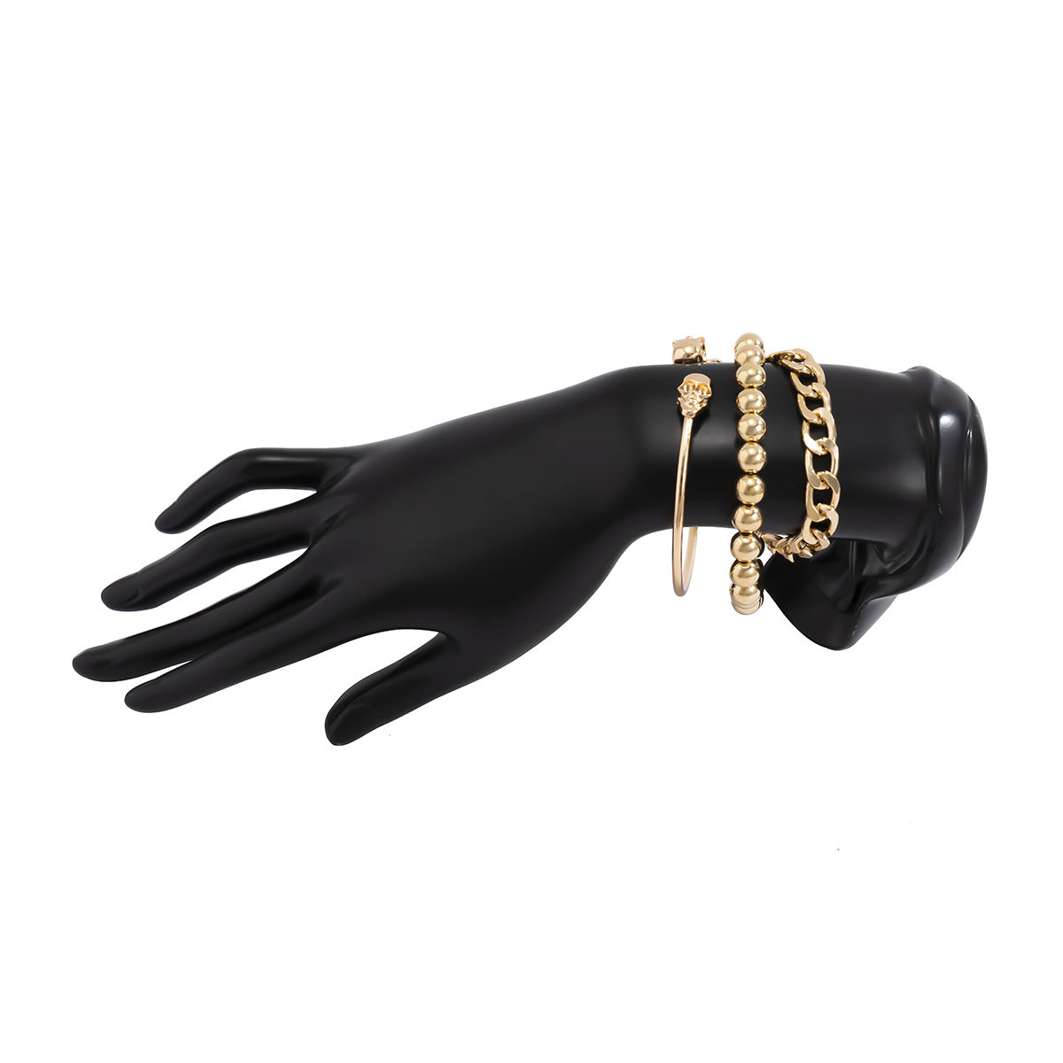 Simple Punk Skull  Bracelet Female Personality Round Bead Thick Chain Set Bracelet - WAlMYe #