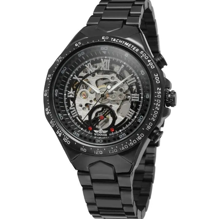 men's personality fashion gold watch all steel hollow automatic mechanical watch - WAlMYe #