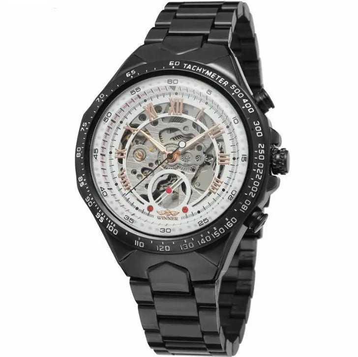 men's personality fashion gold watch all steel hollow automatic mechanical watch - WAlMYe #