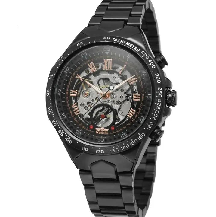 men's personality fashion gold watch all steel hollow automatic mechanical watch - WAlMYe #