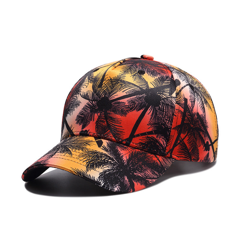 Printed Coconut Pattern Curved Cap