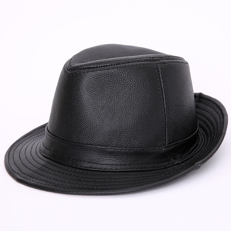 Men And Women Leather Tycoon Jazz Hat