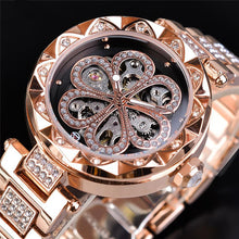 Load image into Gallery viewer, Forsining Mechanical Automatic Ladies Watches Top Brand Luxury Rhinestone Female Wrist Watches Rose Gold Stainless Steel Clock
