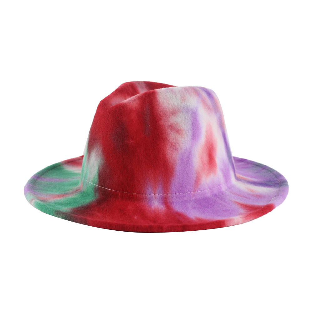 British Style Men And Women Double-Sided Tie-Dye Gradient Fashion Jazz Hat