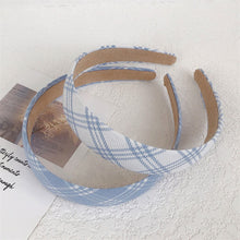 Load image into Gallery viewer, Blue And White Plaid Hair Band Ring Head Rope Rubber Band Hair Ring
