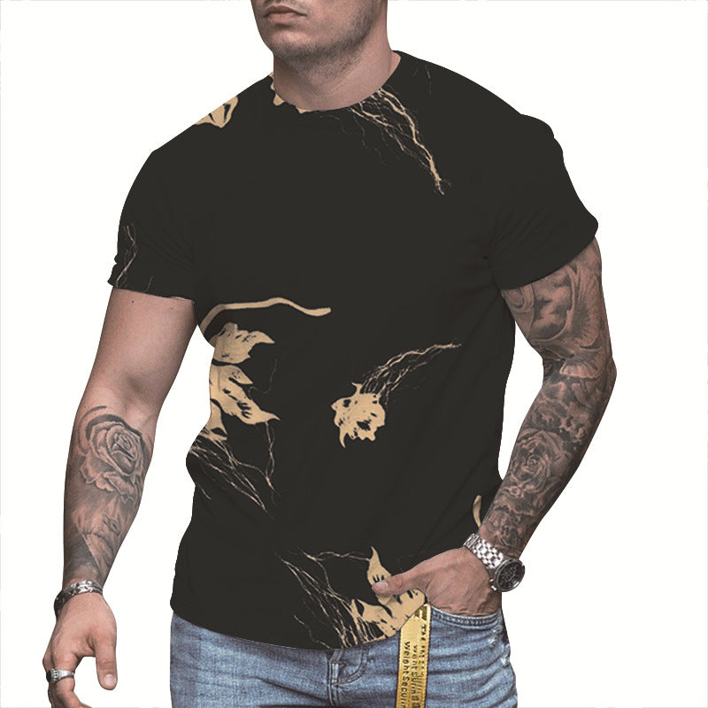 Men's 3D Printed Personalized Short Sleeved Round Neck
