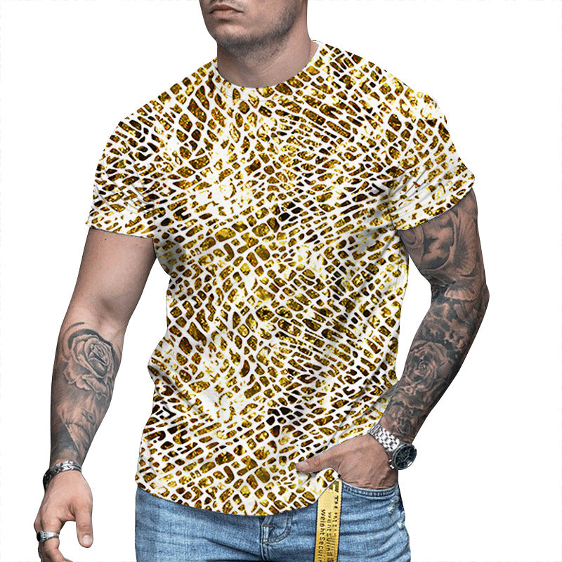 Men's 3D Printed Personalized Short Sleeved Round Neck - WAlMYe #