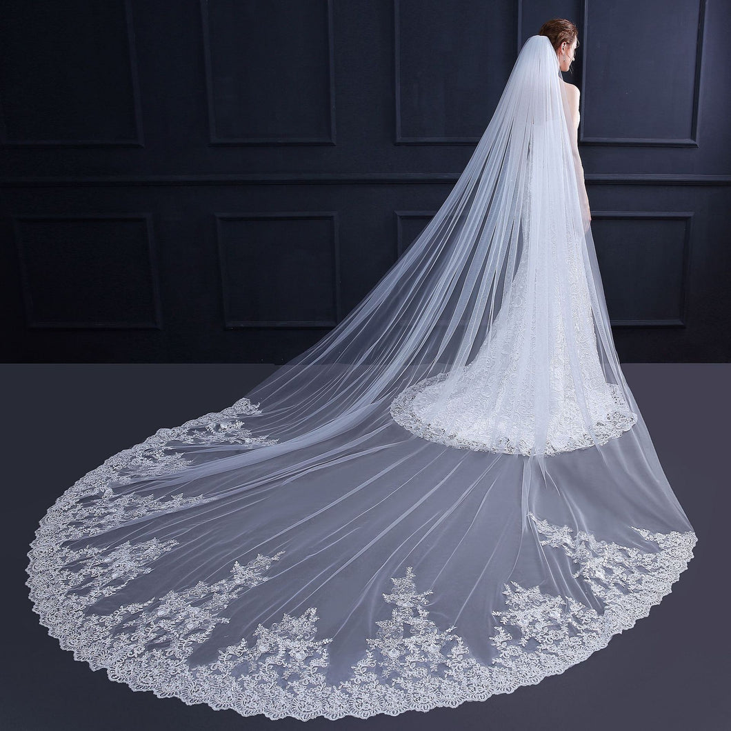 New Wedding Veil Long Trailing Lace