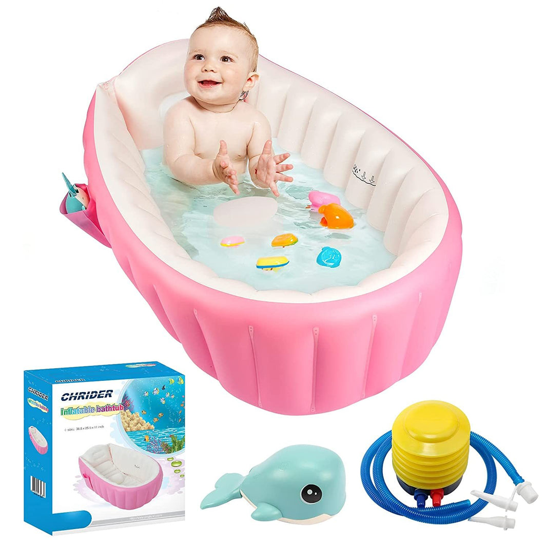 Baby inflatable bathtub with air pump, Chrider portable infant bathtub