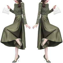 Load image into Gallery viewer, Women&#39;s Temperament Waist Slim Lace Stitching Dress
