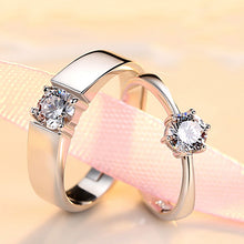 Load image into Gallery viewer, Fashion Crystal CZ Stone Wedding Engagement Rings for Couples Stainless Steel Adjustable Ring for women and men

