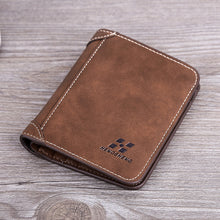 Load image into Gallery viewer, New Men&#39;s Wallet Short Nubuck Leather Wallet Retro Tri-fold Vertical Wallet Youth
