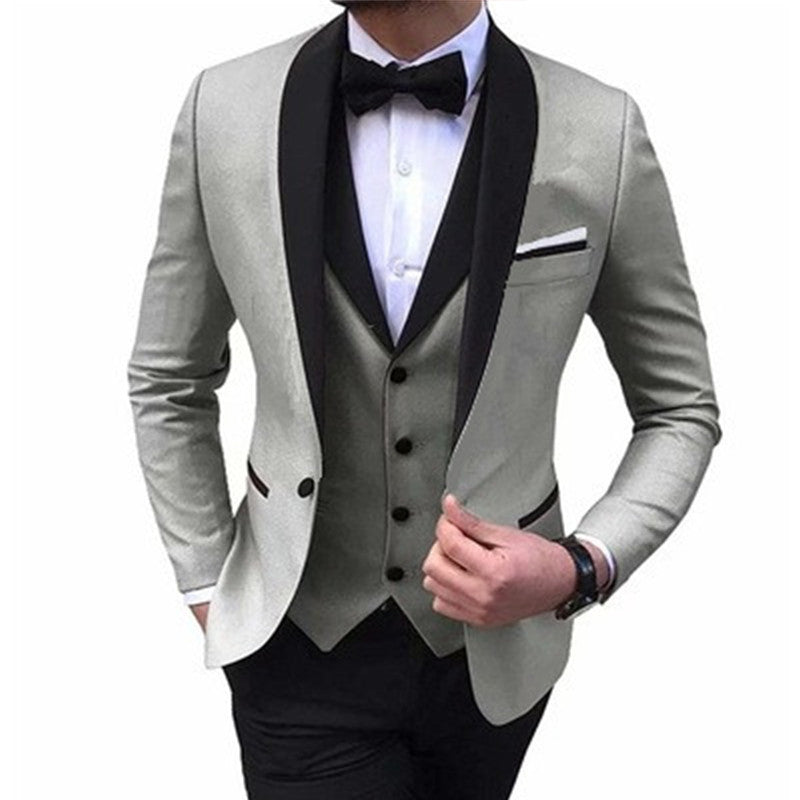 New Men's Suit Three-piece Business Suit Groom Best Man