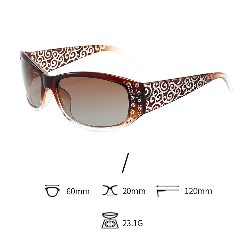 Classic Fashionable Polarized Sunglasses Women's Diamond Retro Night Vision