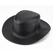 Load image into Gallery viewer, Solid Colour Leather Cord Large Brimmed Sun Visor Cowboy Hat
